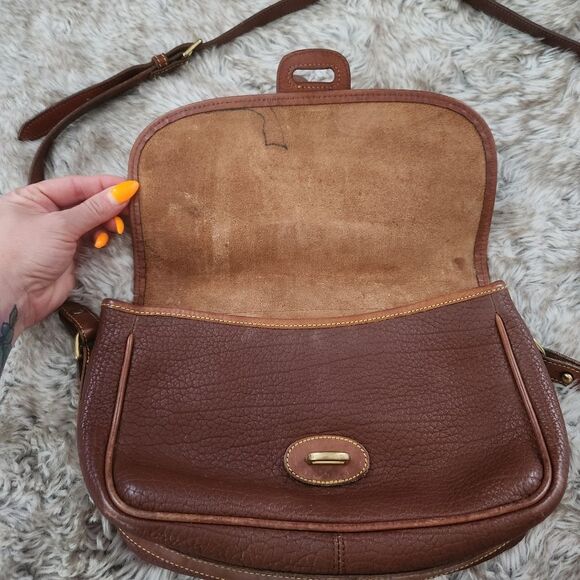 Dooney‎ & Bourke Vintage Brown Leather Crossbody Bag - Picture 6 of 11